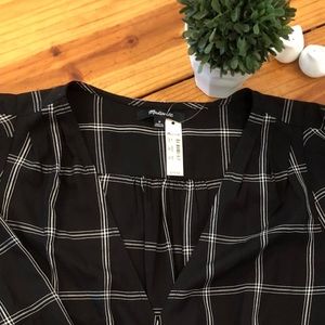 Madewell Wrap Top In Windowpane Size M NWT